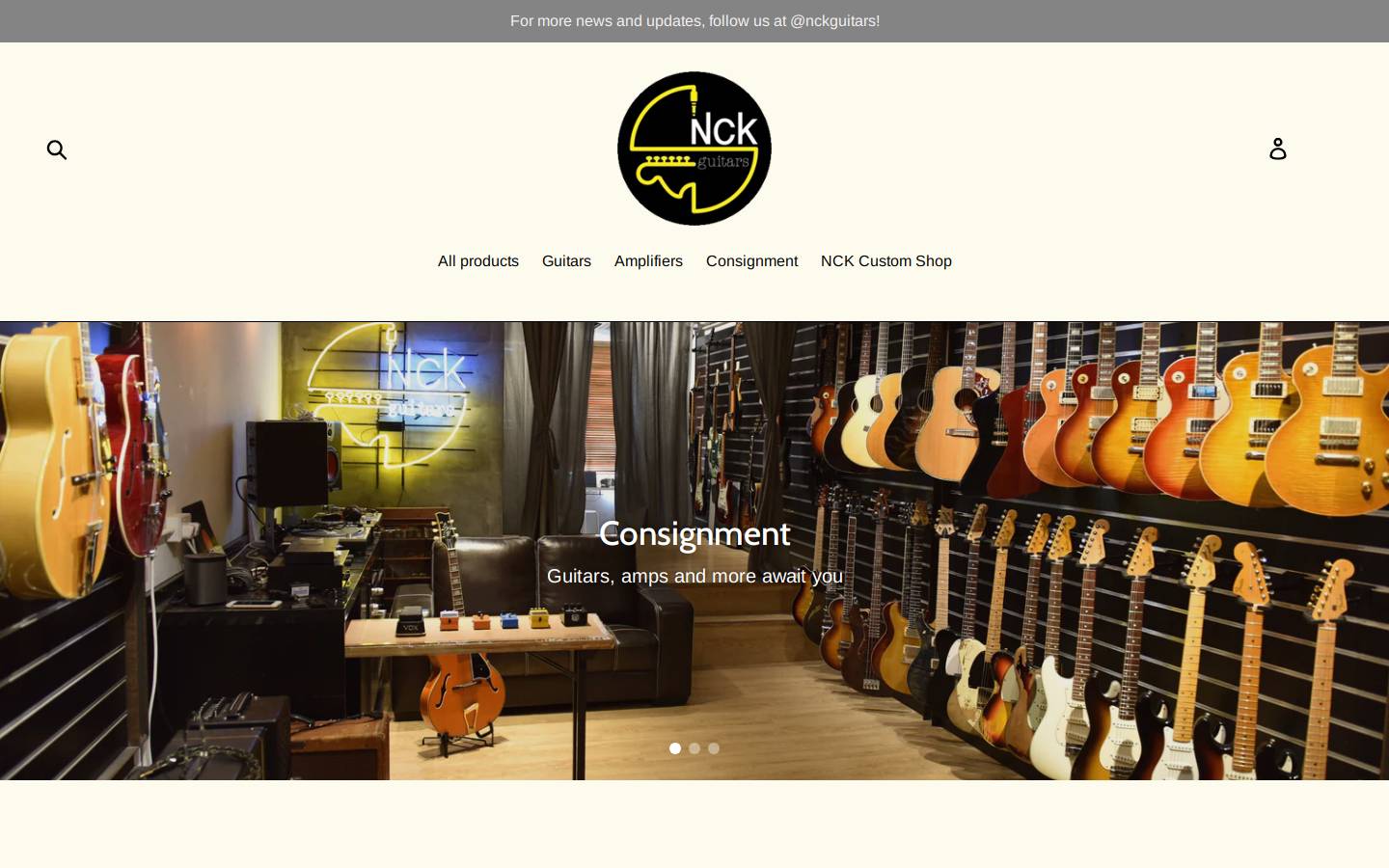 nckguitars.com homepage screenshot