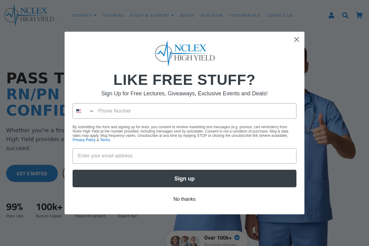 Nclexhighyield homepage screenshot