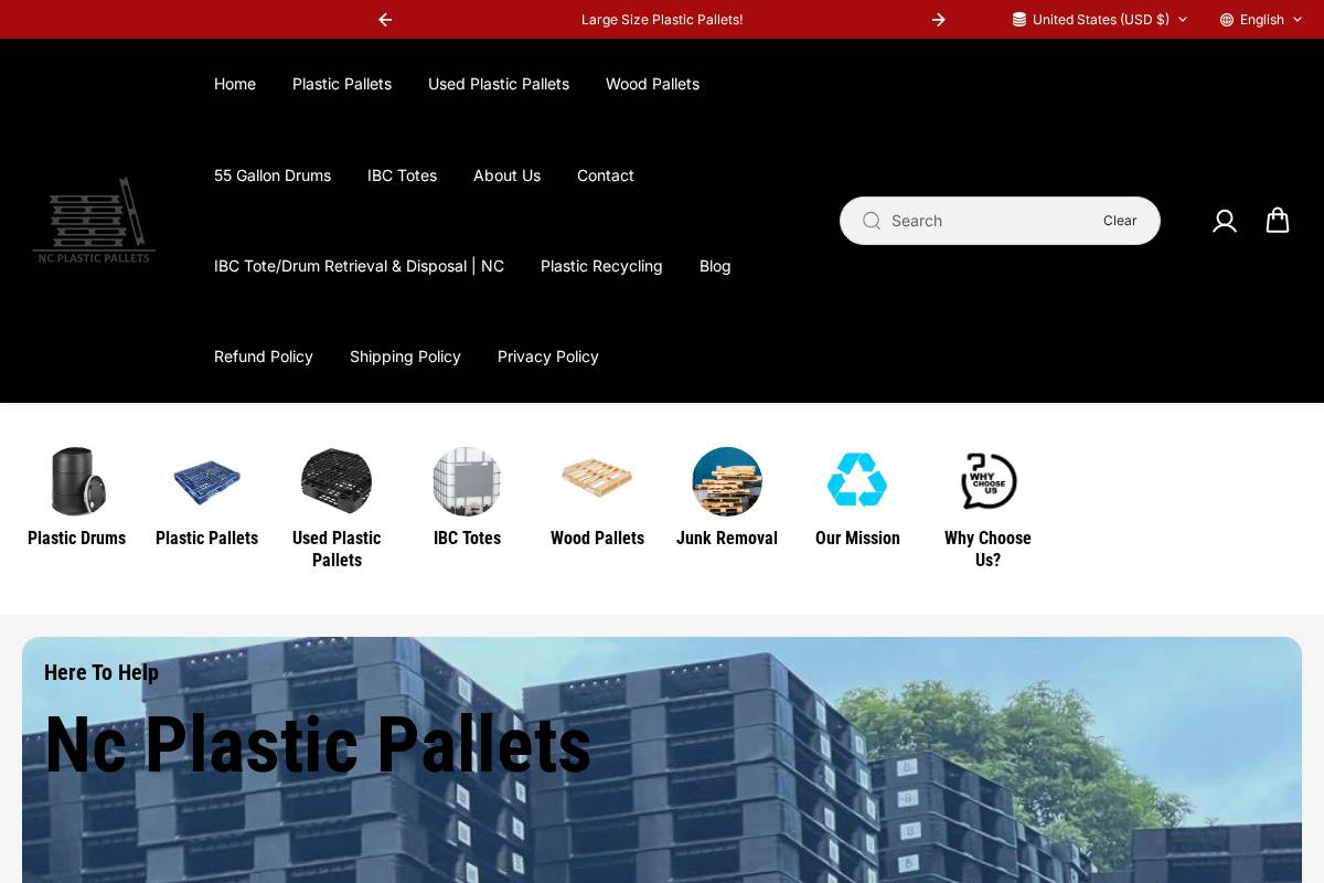ncplasticpallets.com homepage screenshot