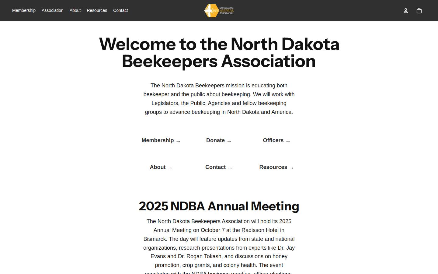 ndbeekeepers.org homepage screenshot