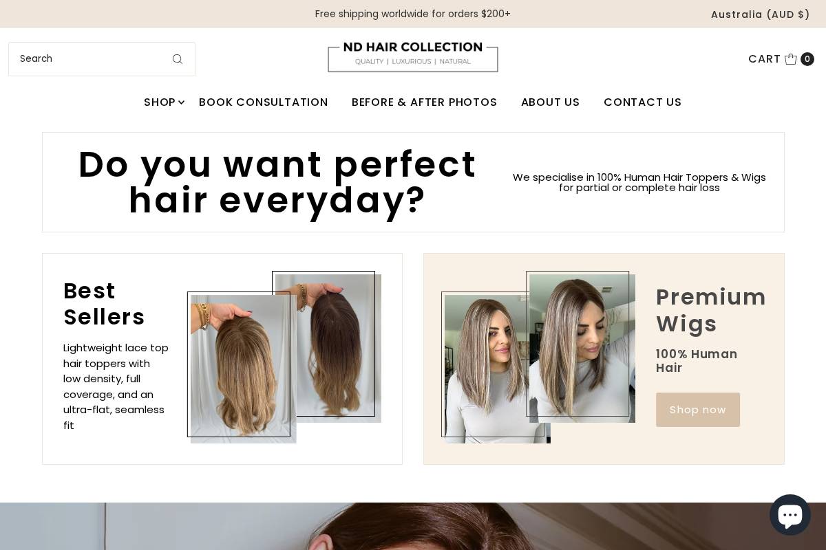 ND Hair Collection homepage screenshot