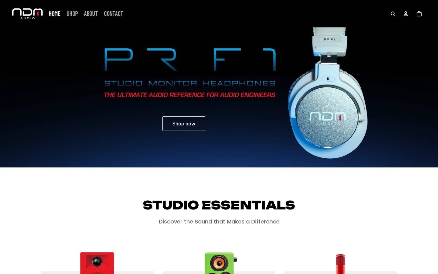 ndmaudio.com homepage screenshot