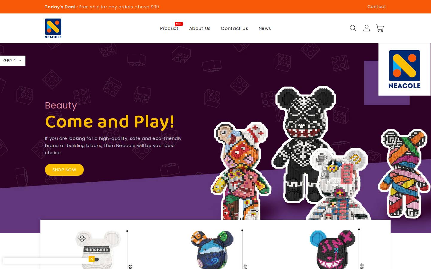 Neacole homepage screenshot
