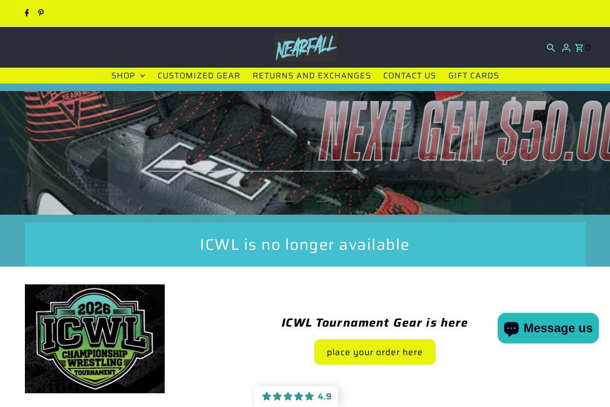 nearfallclothing.com homepage screenshot