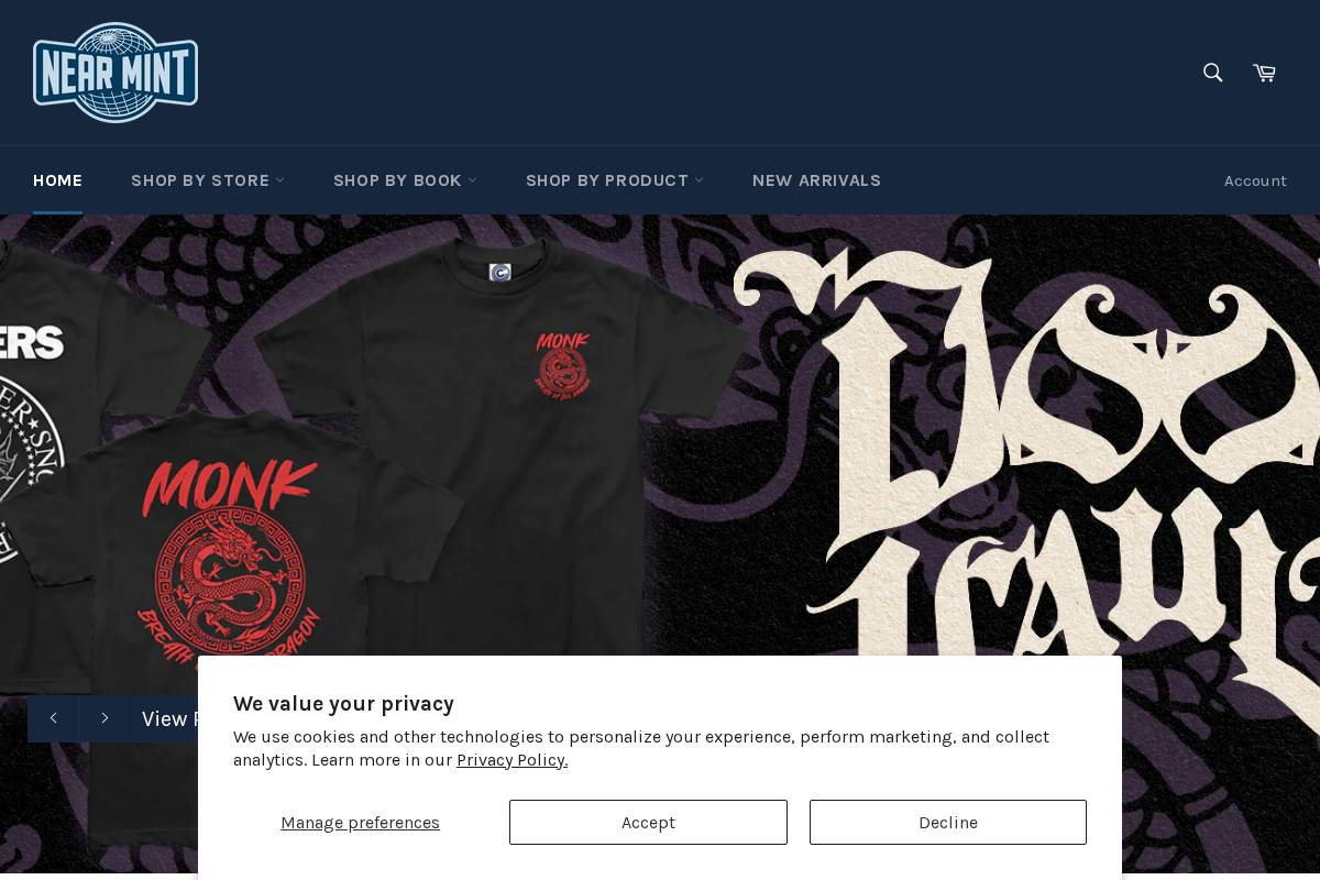 nearmintmerch.com homepage screenshot