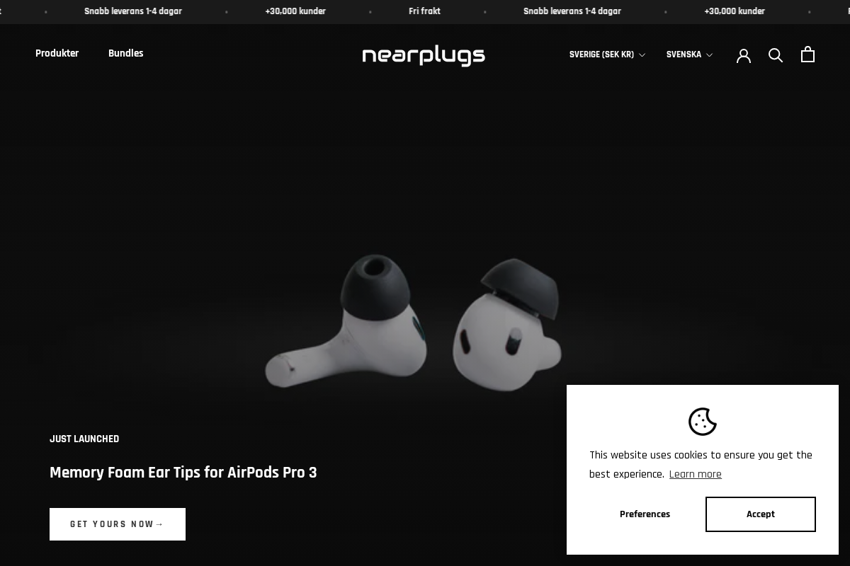Nearplugs homepage screenshot