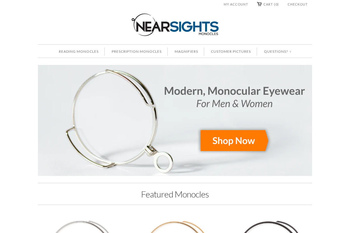 Nearsights Monocles homepage screenshot