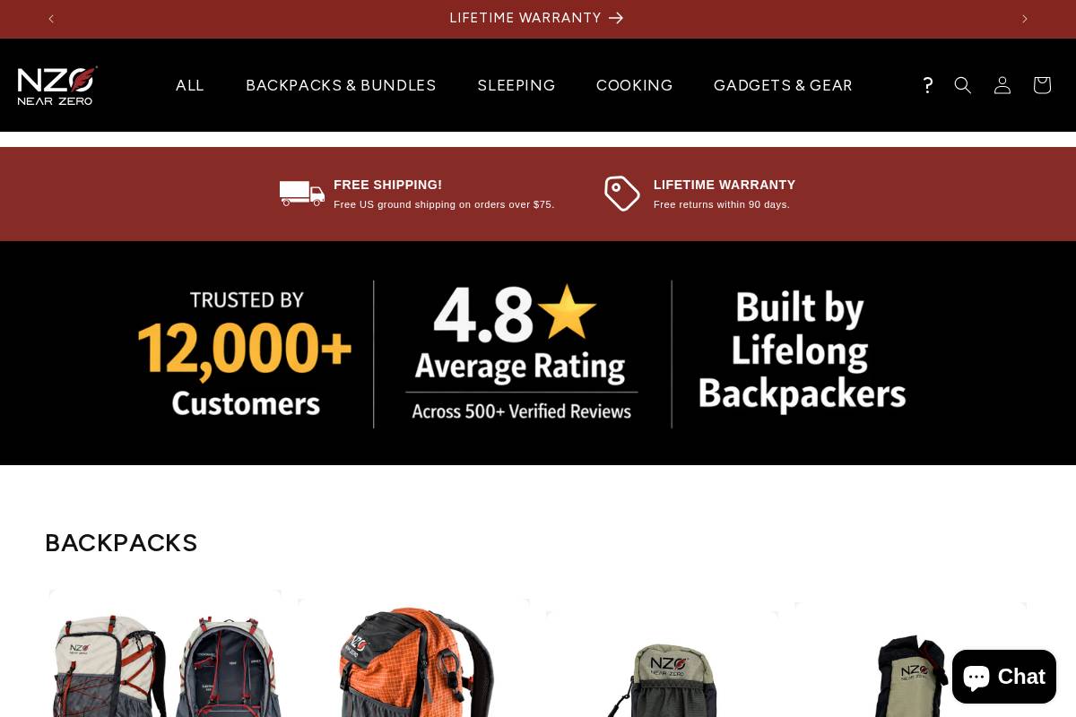 nearzero.co homepage screenshot