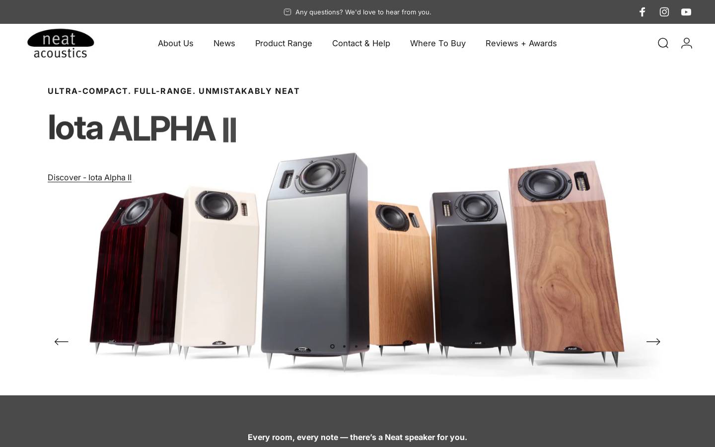 neatacoustics.com homepage screenshot
