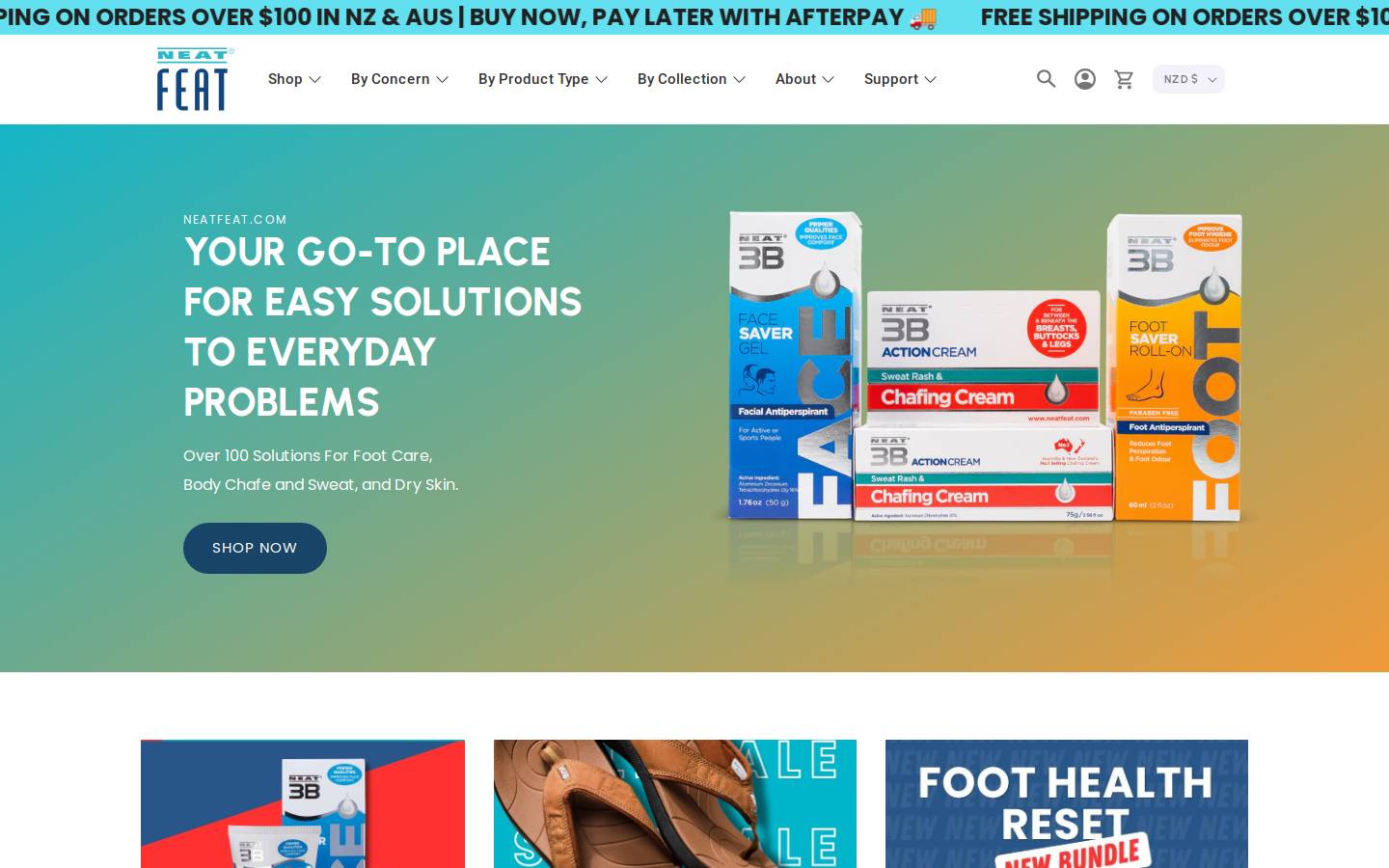Neat Feat homepage screenshot