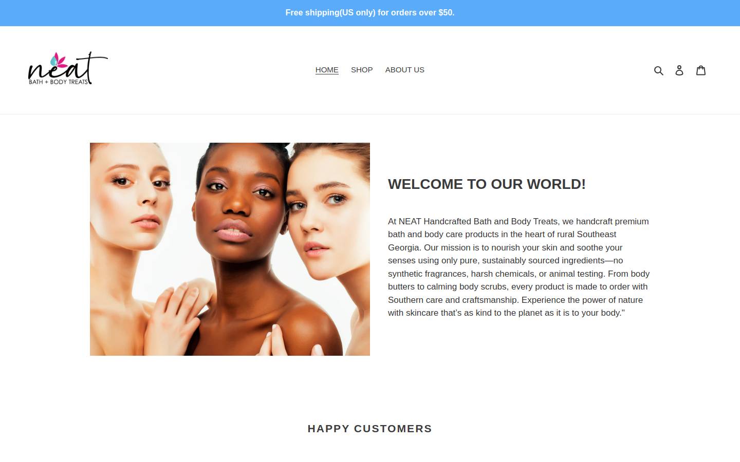 neathandcraftedbathandbodytreats.com homepage screenshot