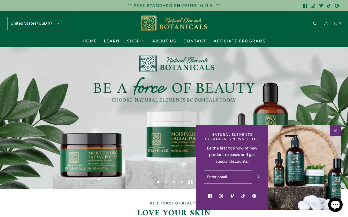 nebotanicals.com homepage screenshot