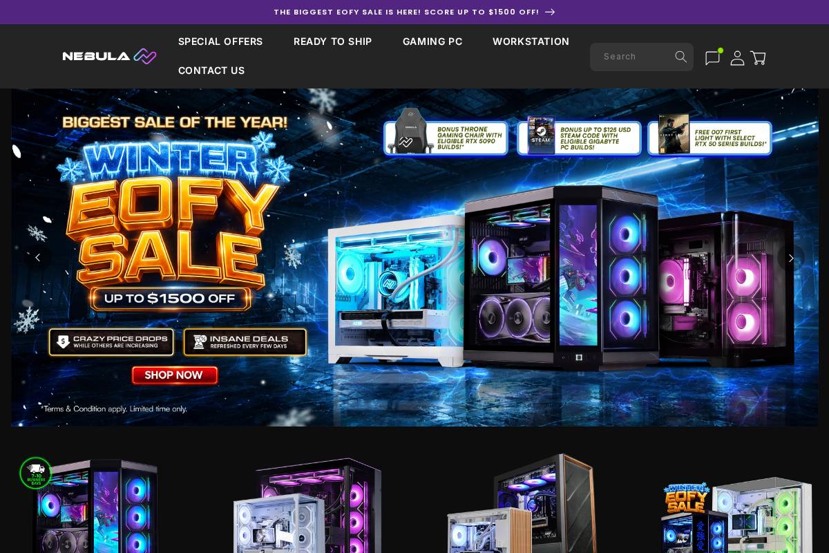 Nebulapc homepage screenshot