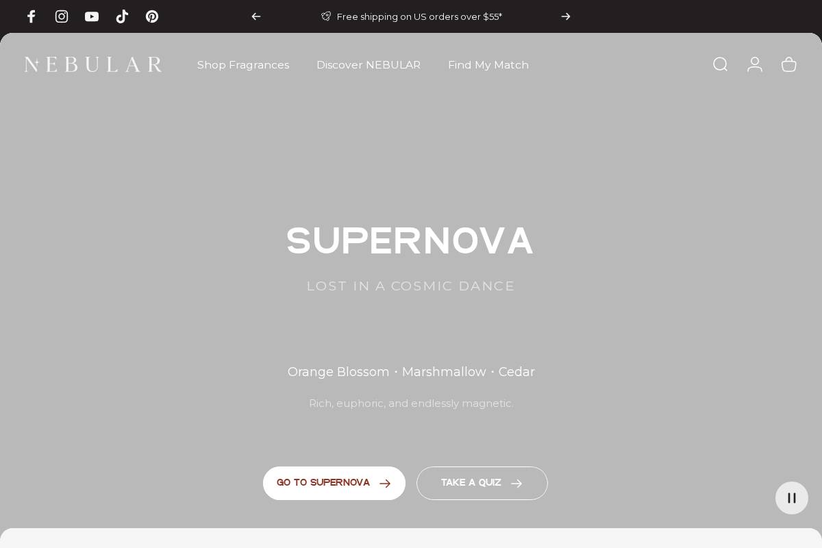 nebularperfumes.com homepage screenshot