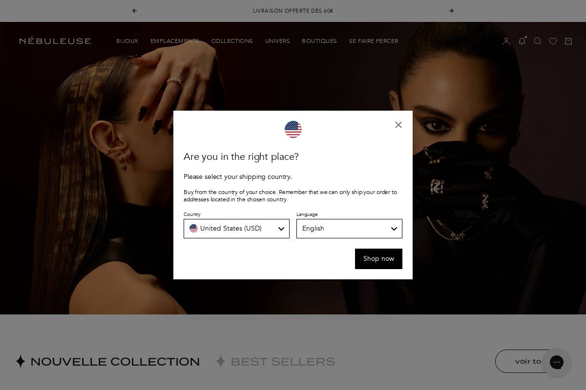 Nebuleusebijoux homepage screenshot