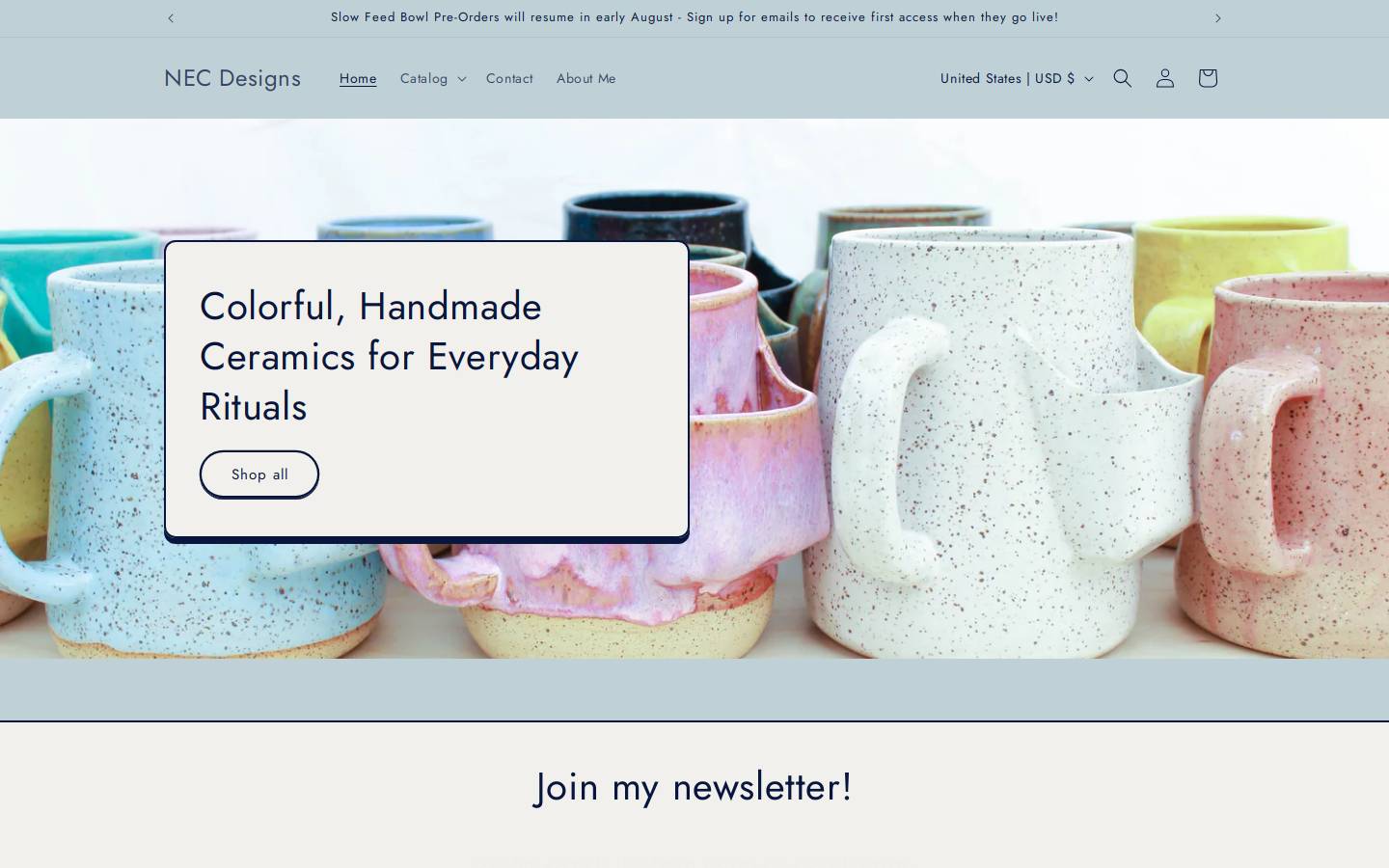 nec-designs.com homepage screenshot