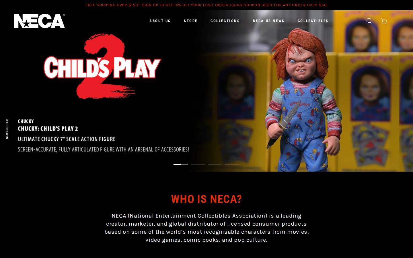 NECA homepage screenshot