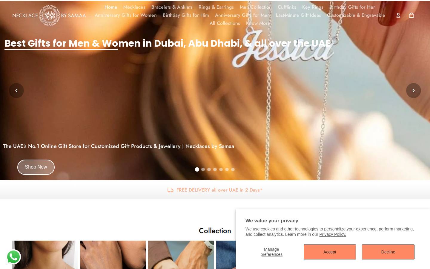 necklacesbysamaa.com homepage screenshot
