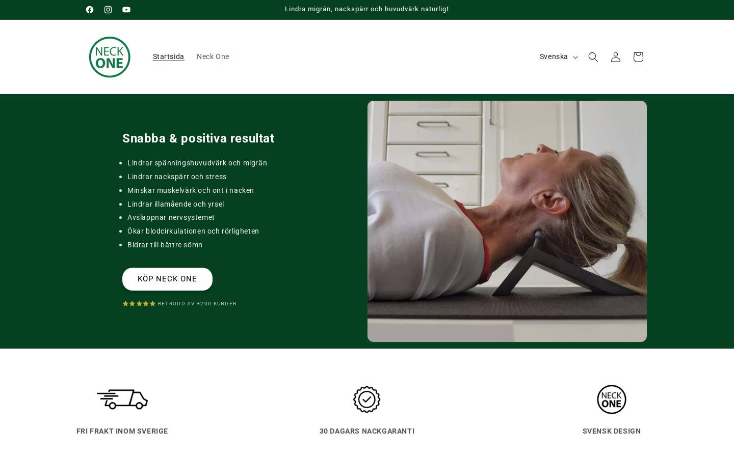 neckone.se homepage screenshot