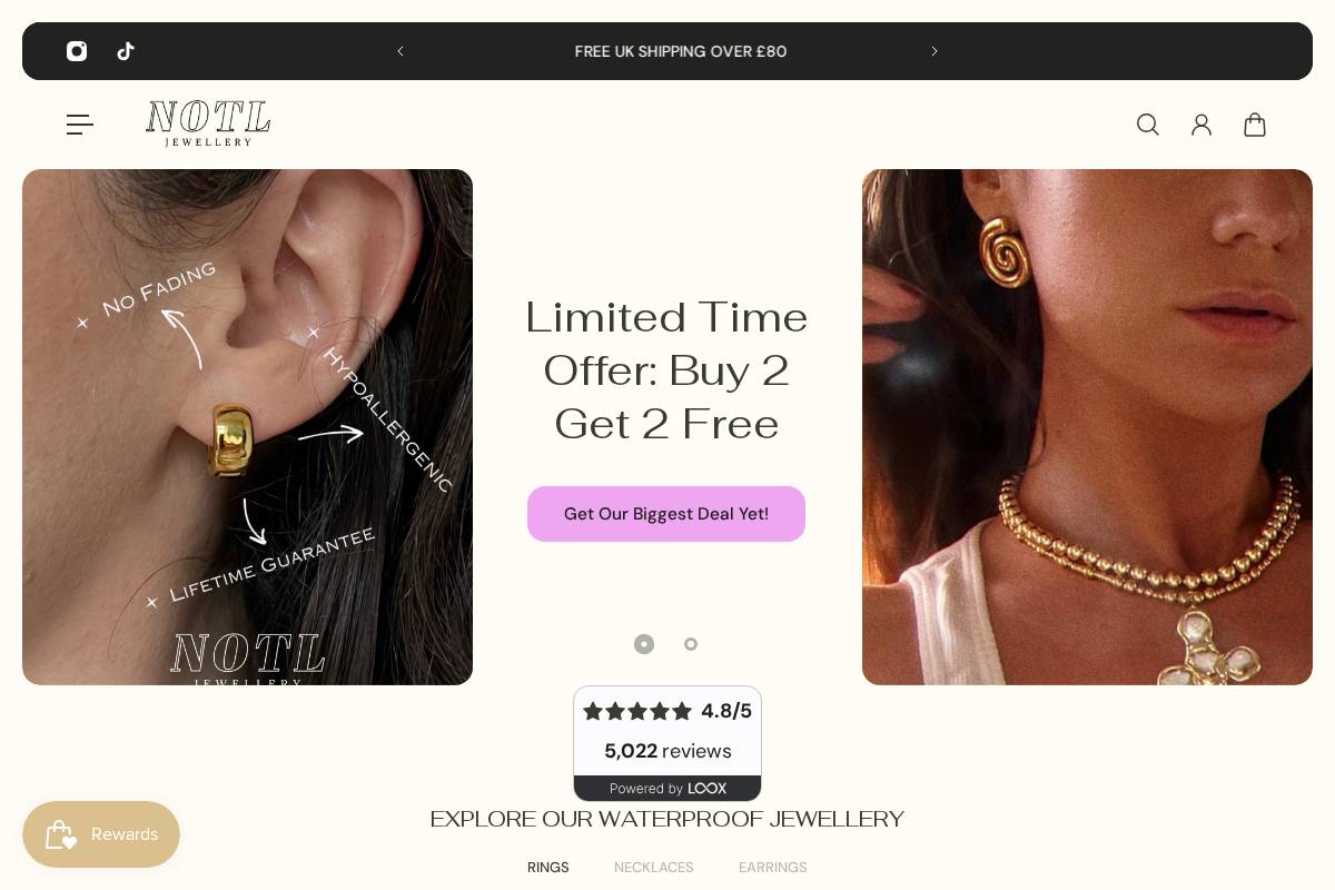 Neck on the Line jewellery homepage screenshot