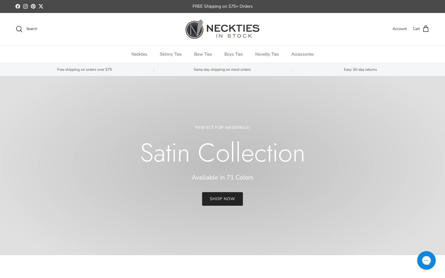 necktiesinstock.com homepage screenshot