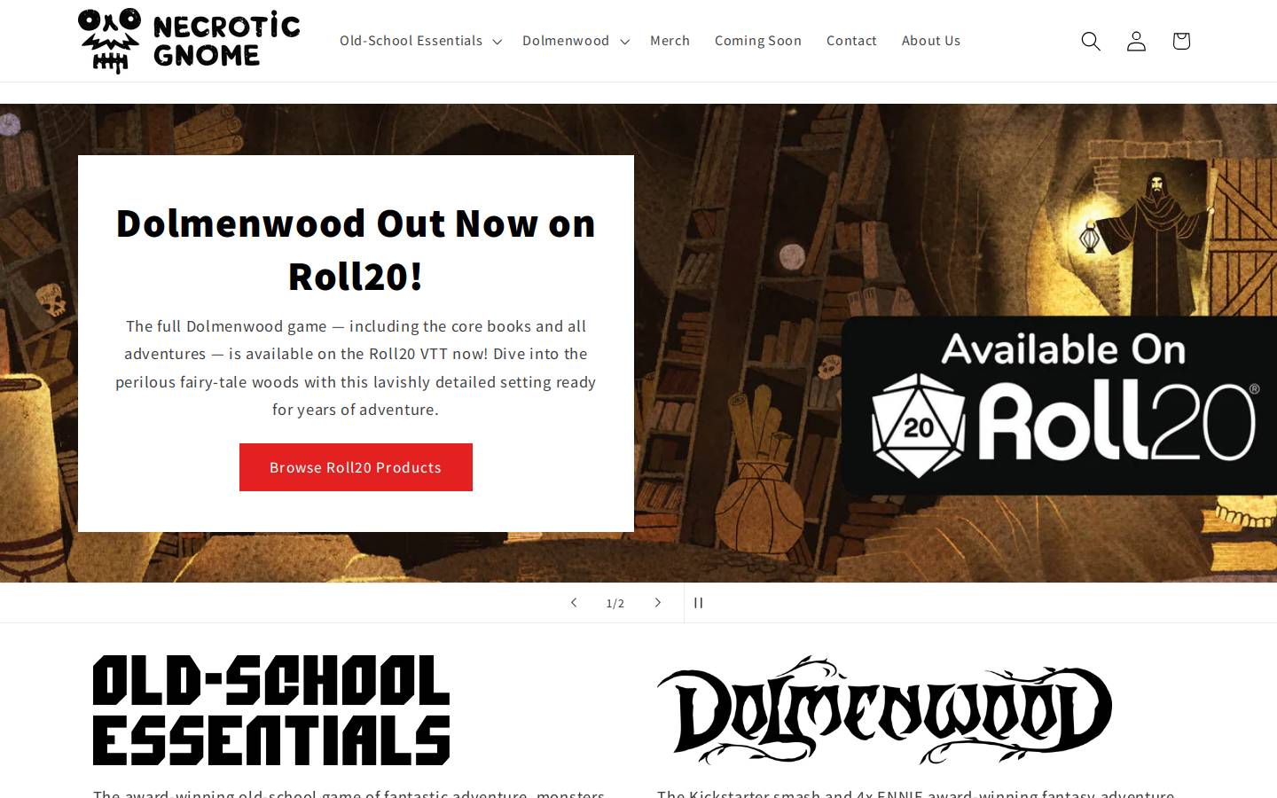 necroticgnome.com homepage screenshot
