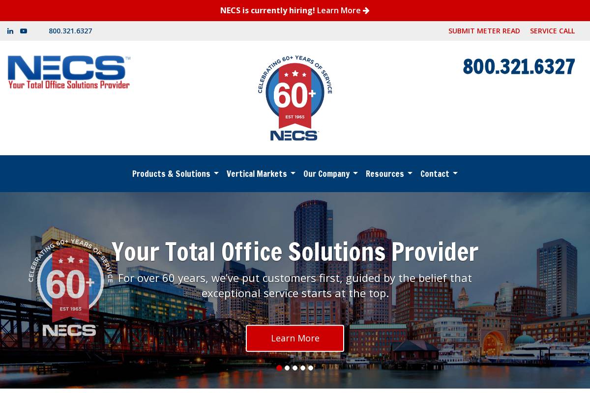 necsoffice.com homepage screenshot