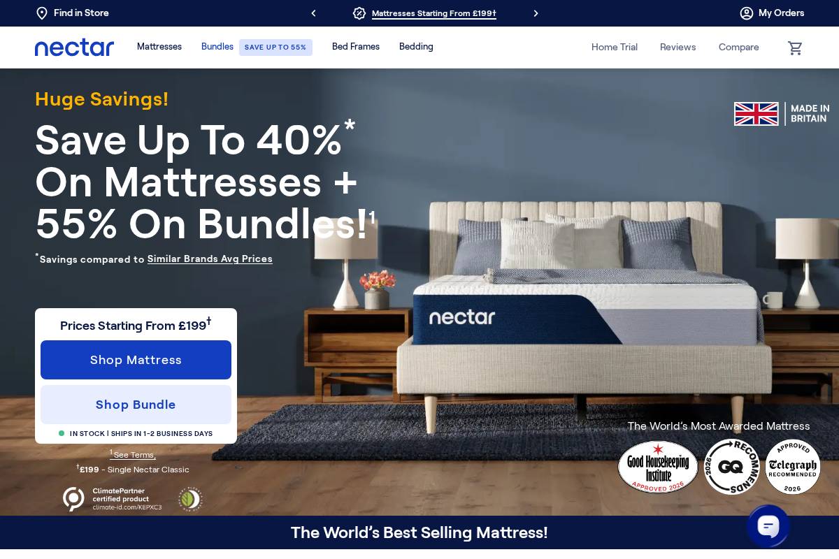 Nectar Sleep homepage screenshot