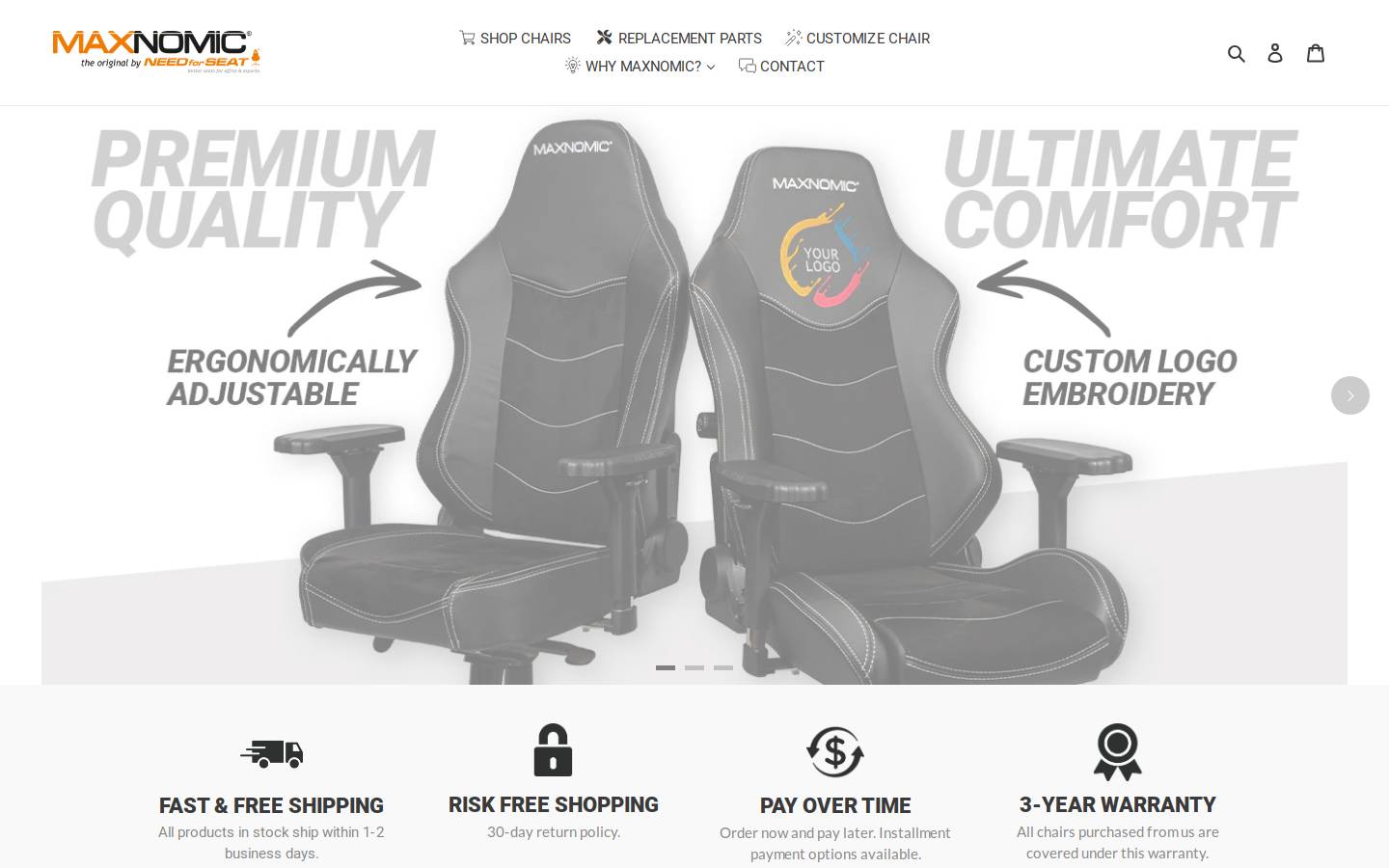 MAXNOMIC® by NEEDforSEAT USA homepage screenshot
