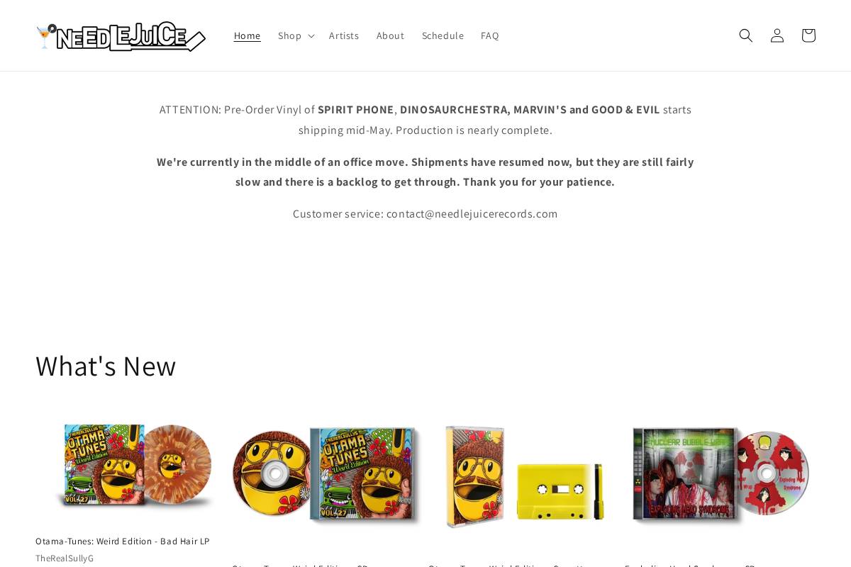 Needlejuicerecords homepage screenshot