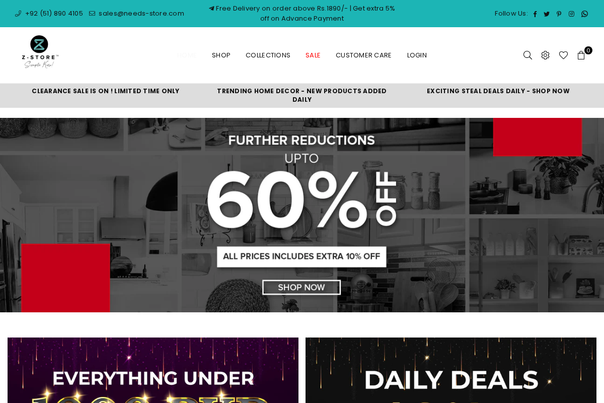 Needs Store homepage screenshot