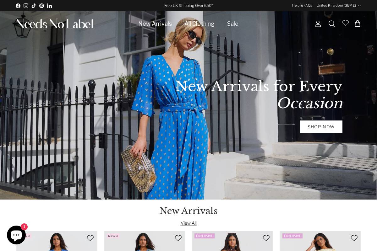 Needs No Label homepage screenshot