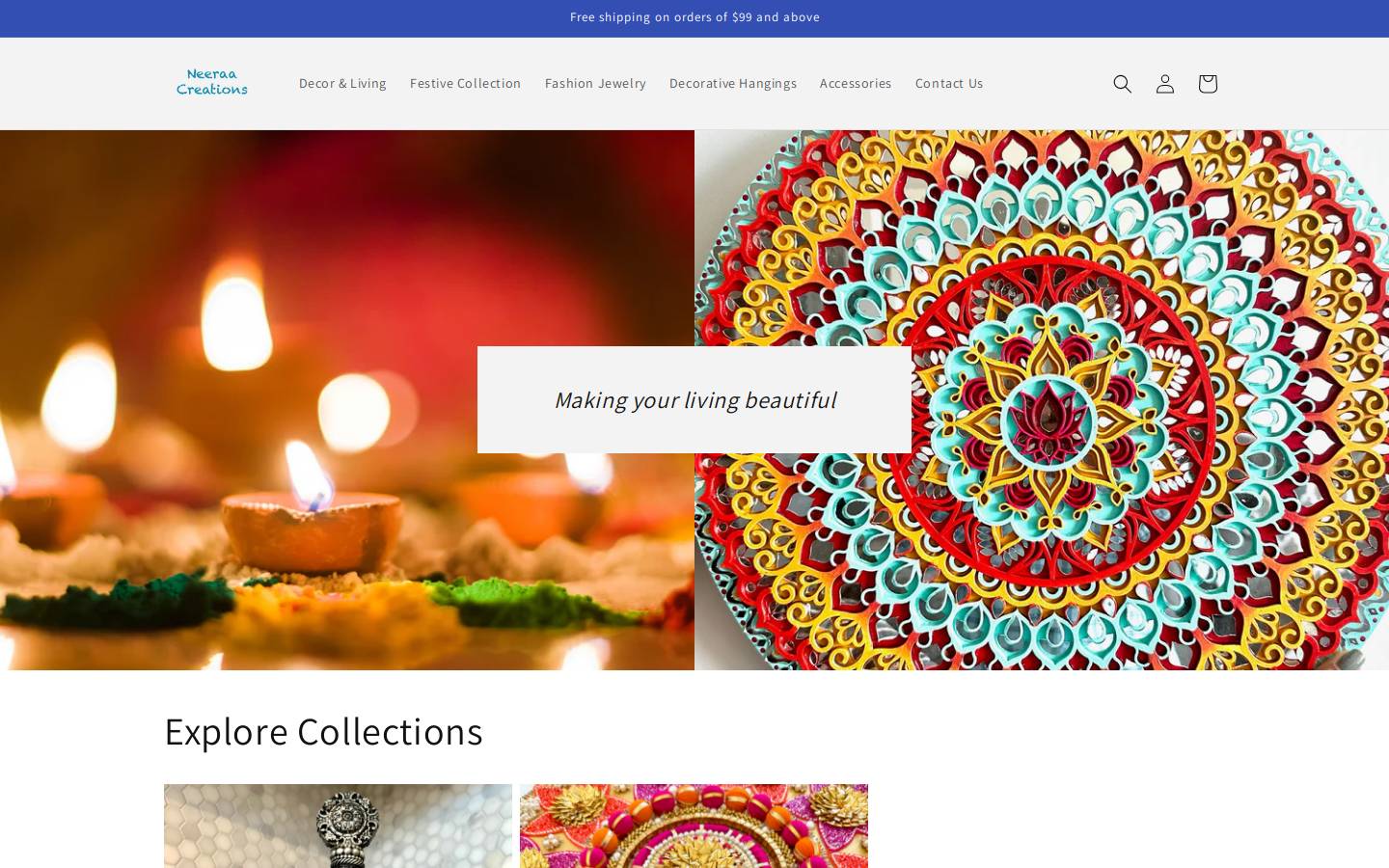neeraacreations.com homepage screenshot