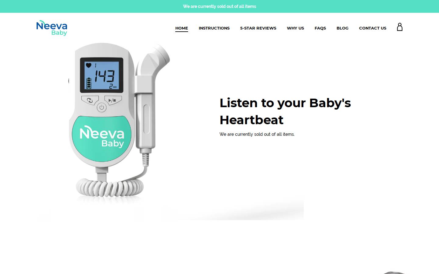 Neeva Baby  homepage screenshot