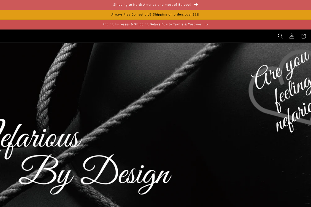 Nefarious By Design homepage screenshot