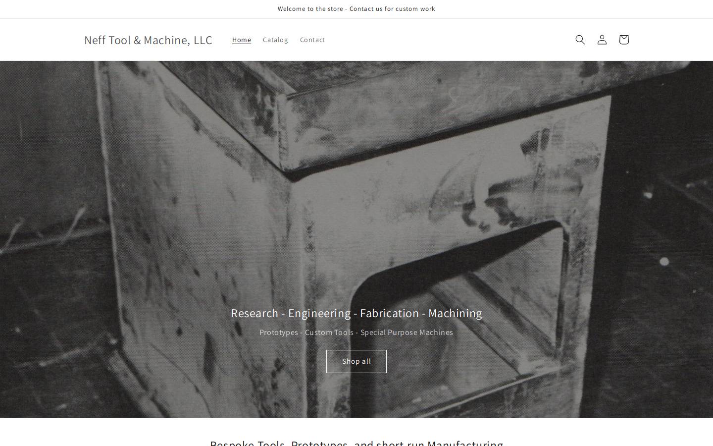 nefftoolandmachine.com homepage screenshot