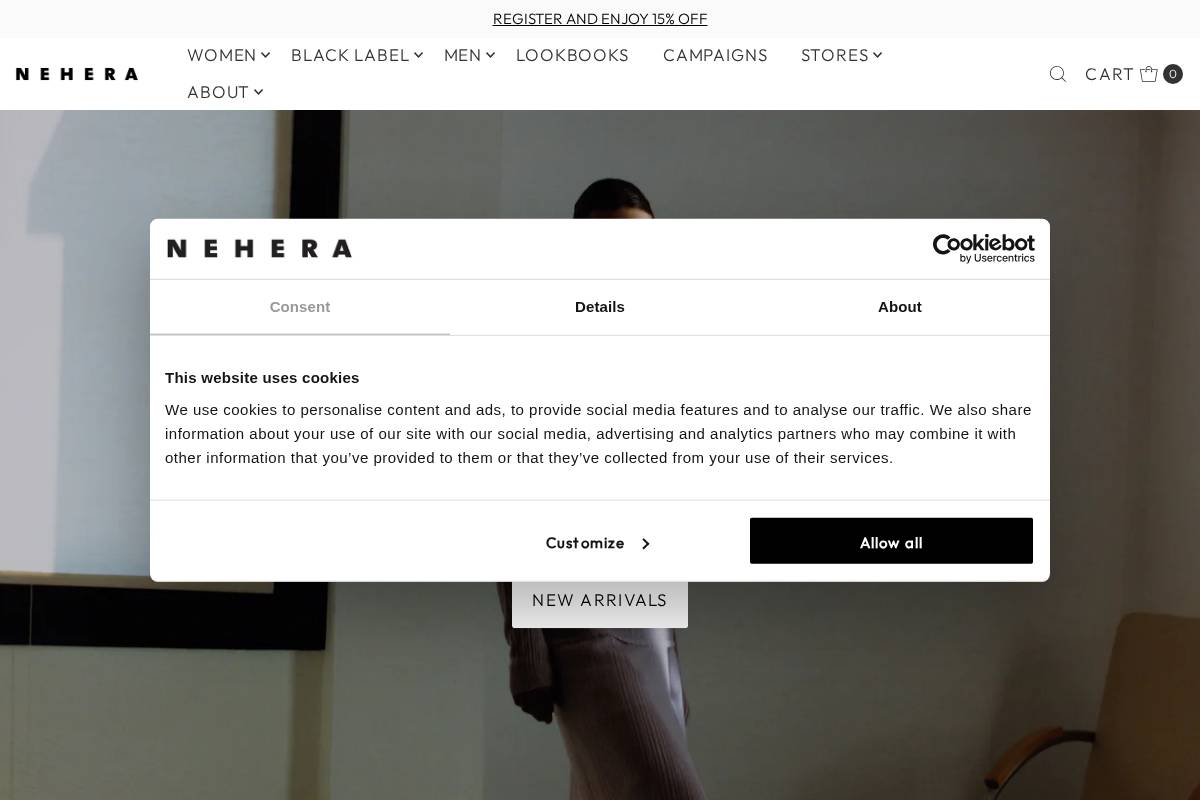 nehera.com homepage screenshot