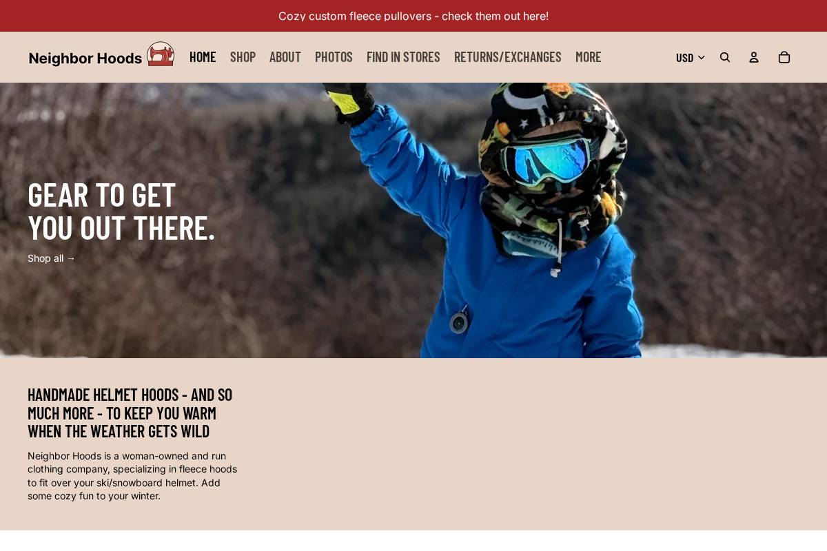 neighborhoodsgear.com homepage screenshot