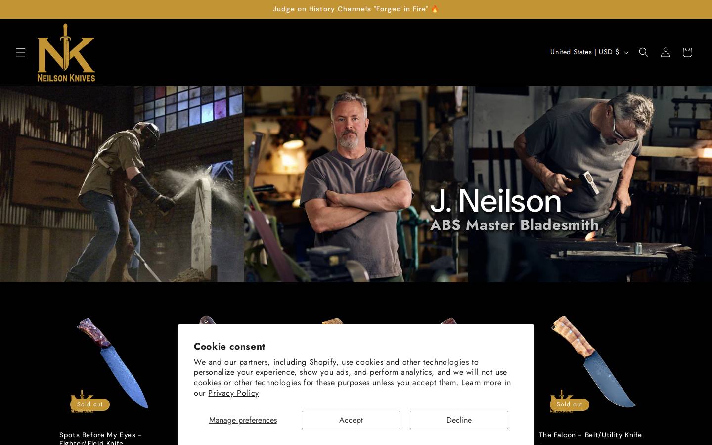 neilsonknives.com homepage screenshot