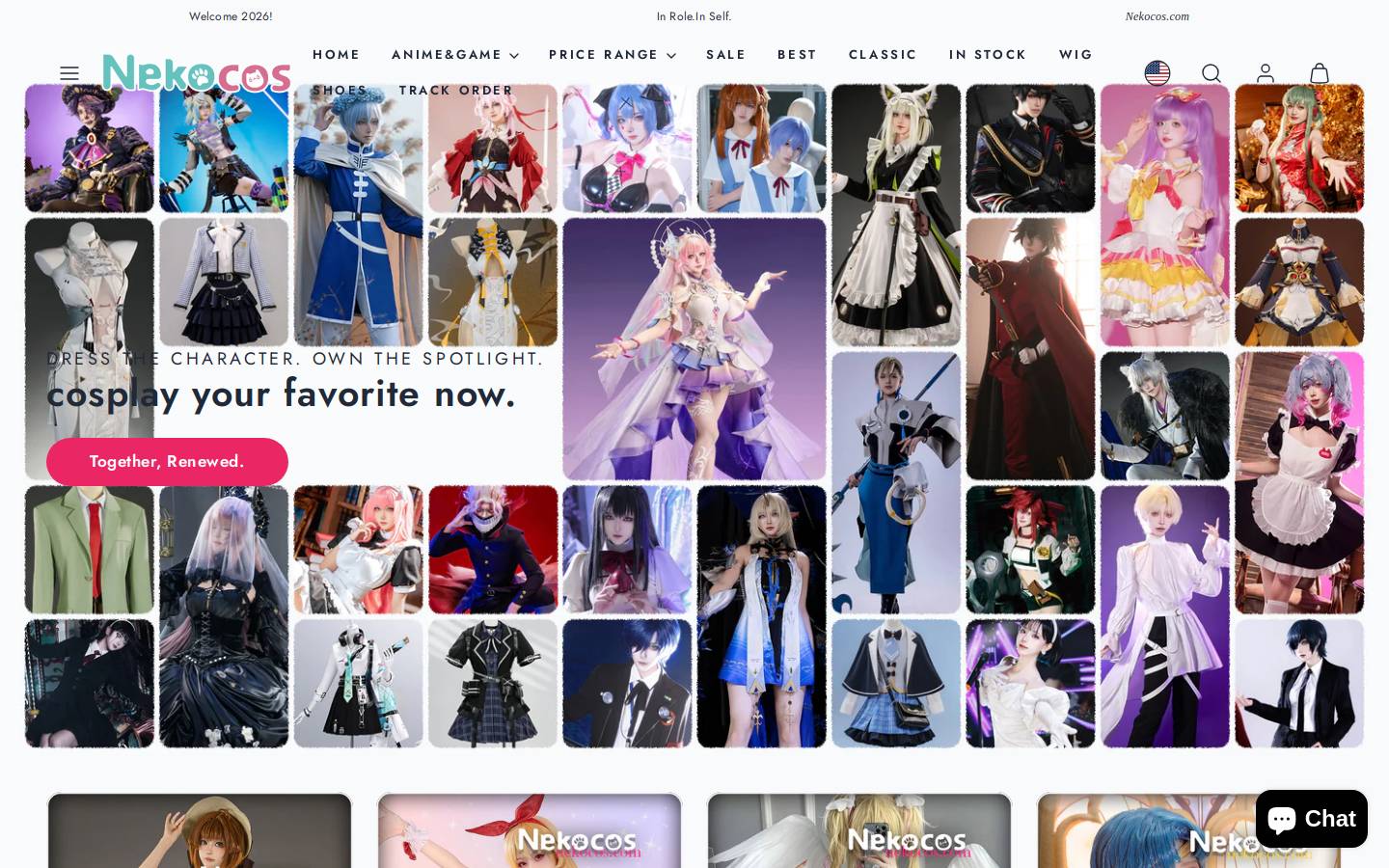 nekocos.com homepage screenshot