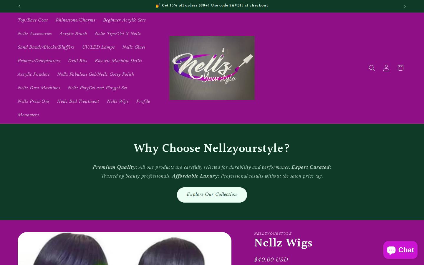 nellzyourstyle.store homepage screenshot