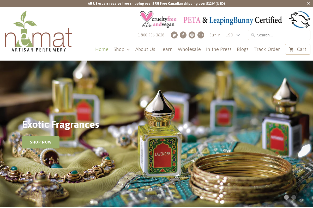 nematperfumes.com homepage screenshot