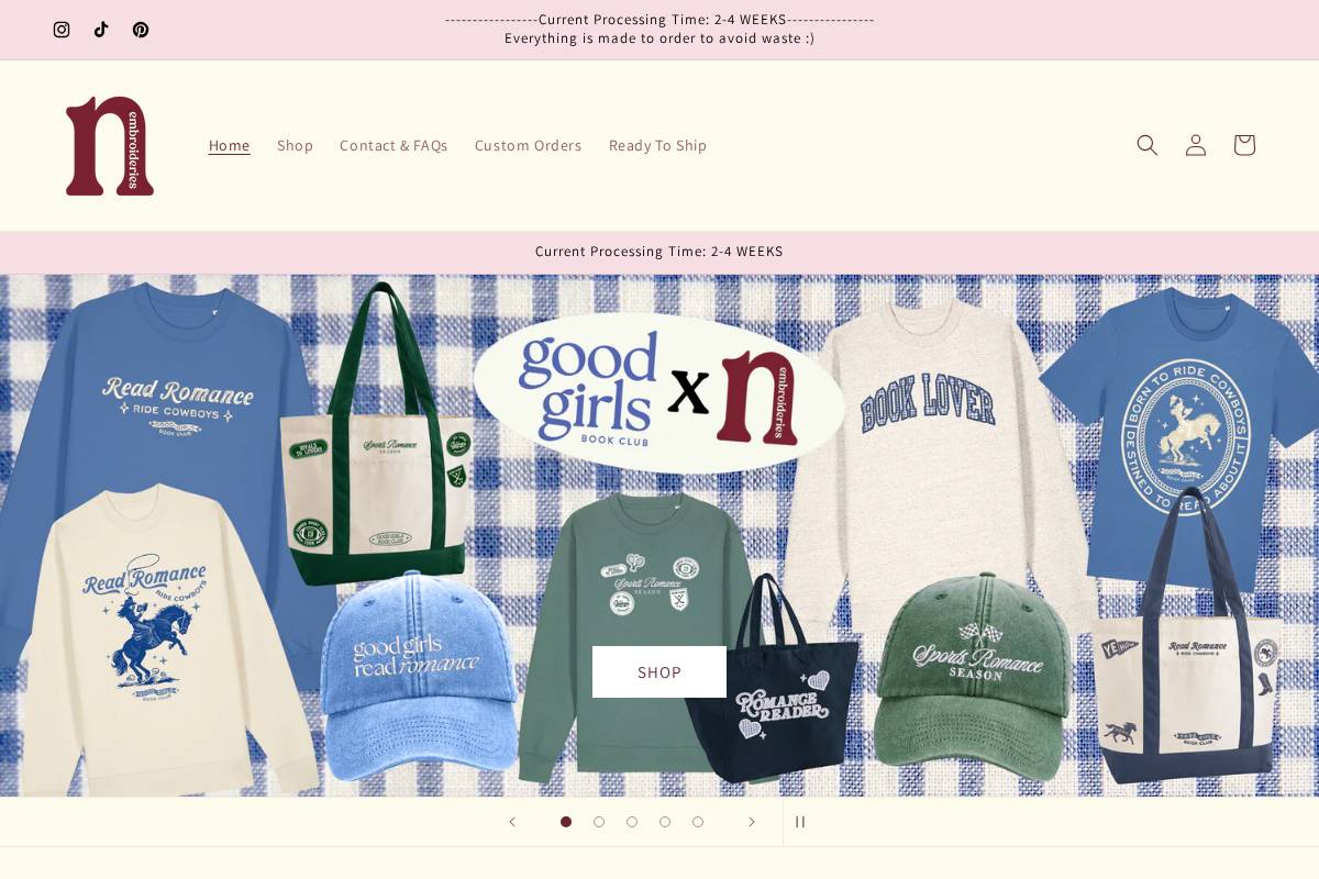 nembroideries.shop homepage screenshot