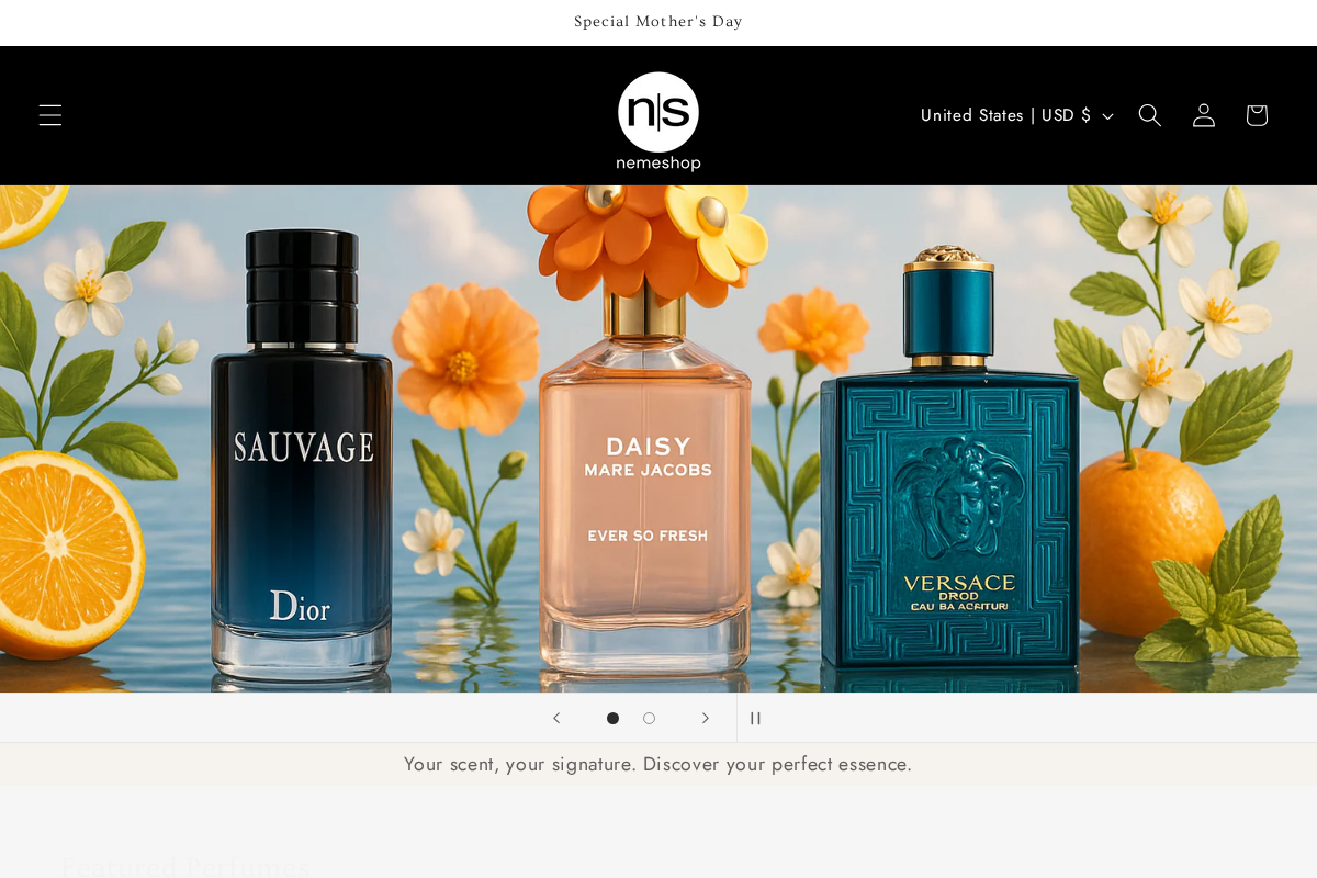 nemeshop homepage screenshot
