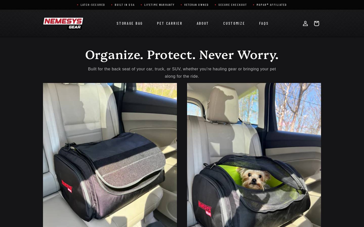 nemesysgearshop.com homepage screenshot