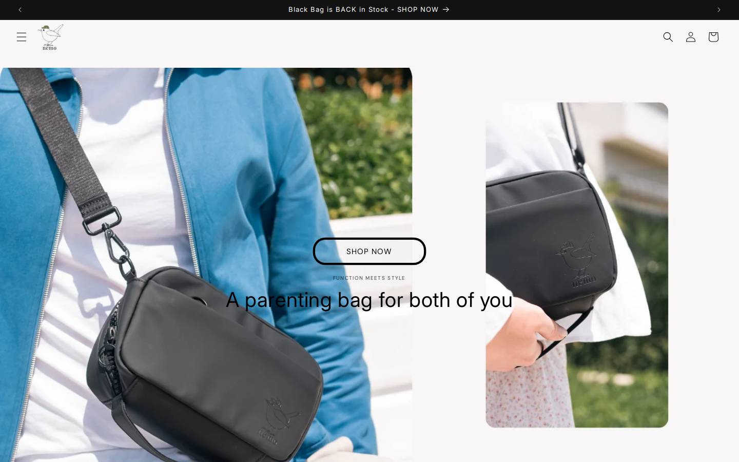 nemobabybag.com homepage screenshot