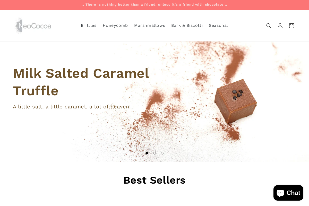 NeoCocoa Confections homepage screenshot