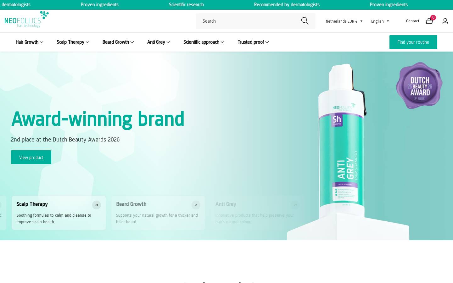Neofollics Hair Technology homepage screenshot