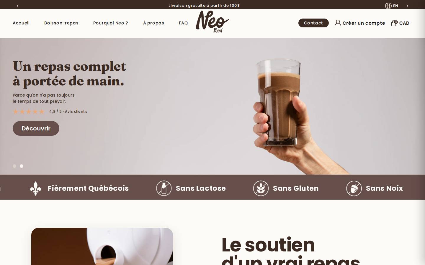 neofood.ca homepage screenshot