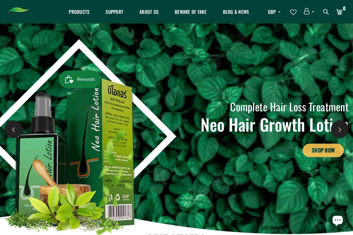 neohairlotion.uk homepage screenshot